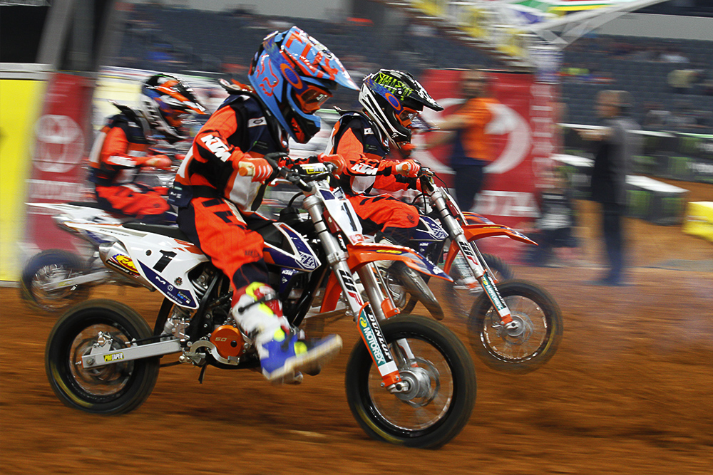 Eleven year old Haliegh Smith starts her 2nd race at the Supercross competition at AT&T Stadium; Arlington TX; February 11, 2017; (Photo:Russ Rendon, The Arlington View)